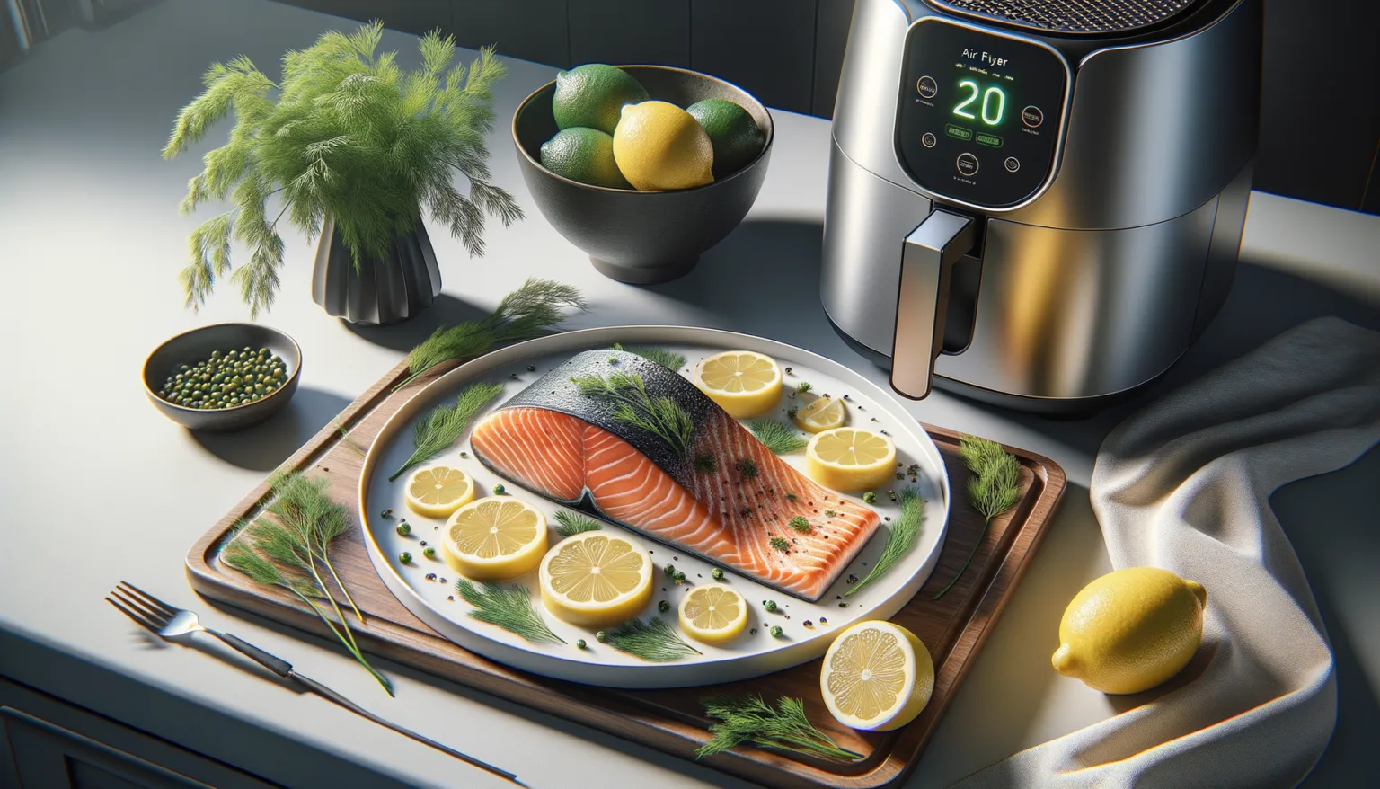 Lachsfilet aus der Heissluftfritteuse: Zitrone & Dill