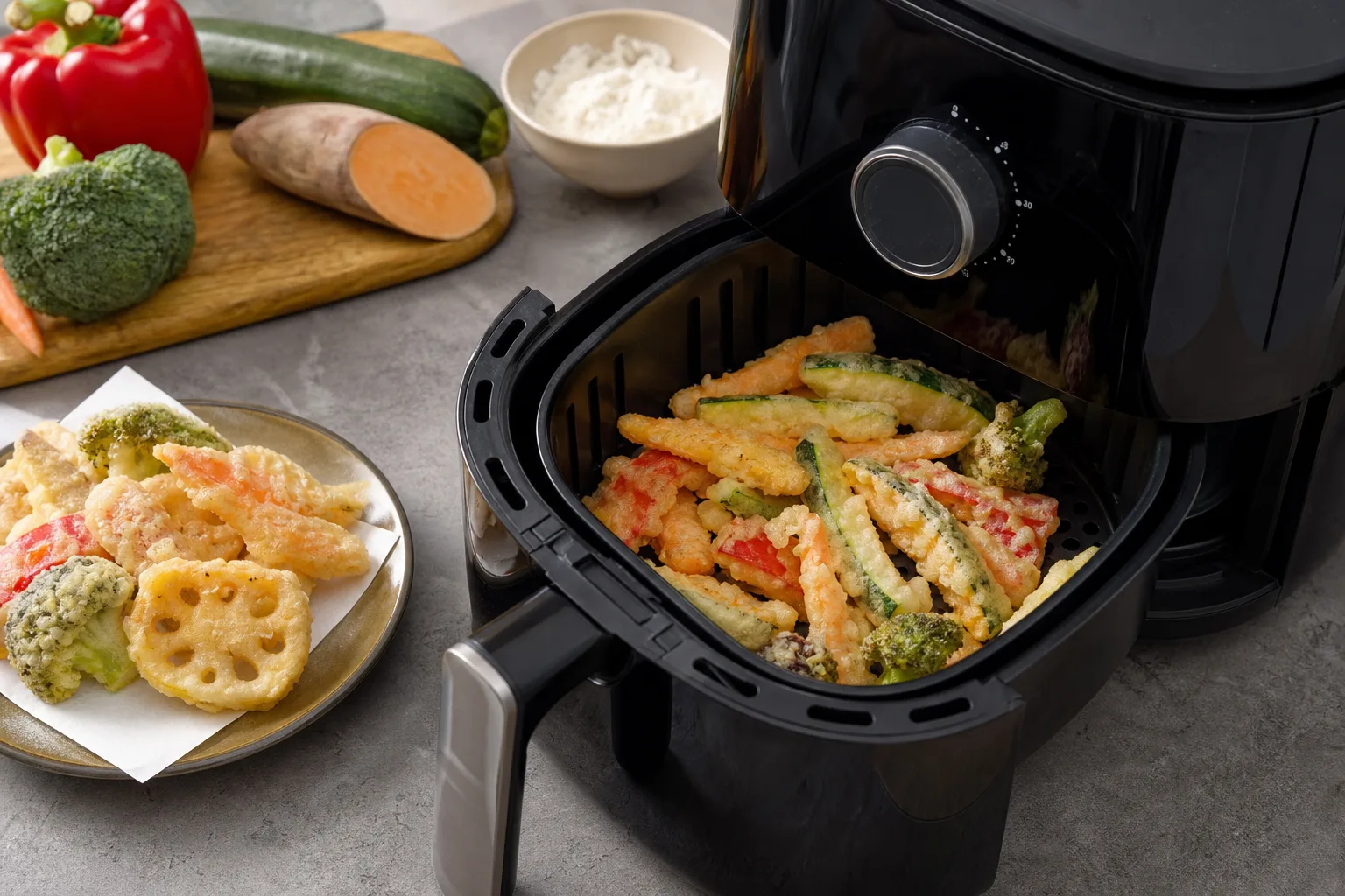 Gemuese-Tempura aus der Fritteuse: Veganes Tempura-Rezept