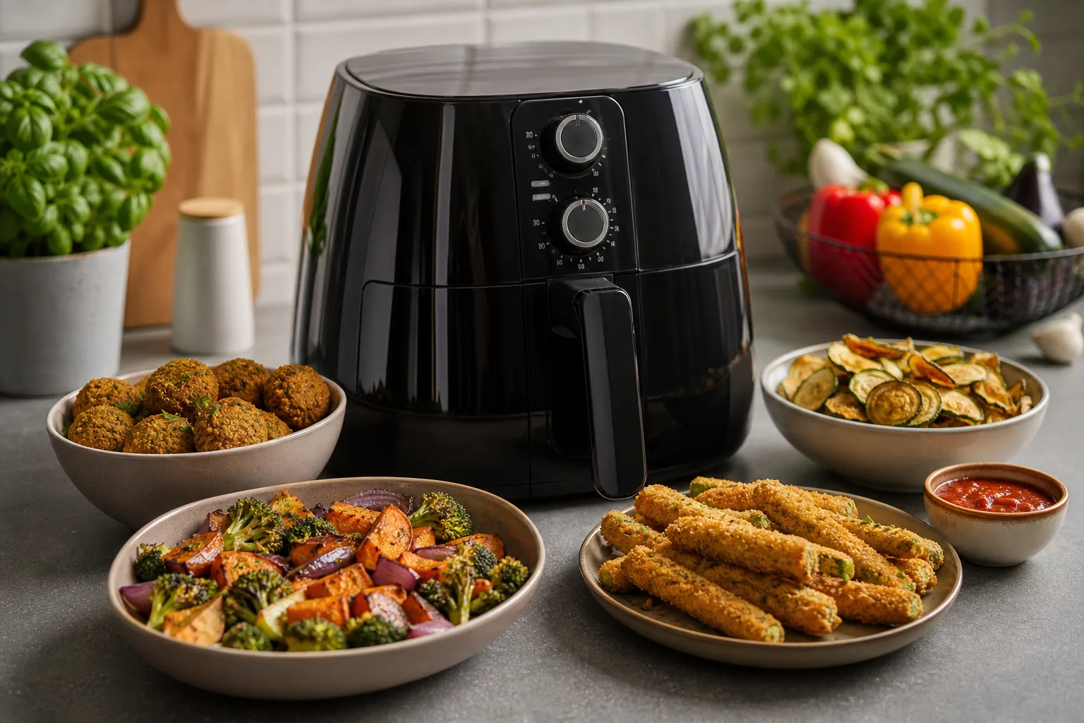 Vegetarische und vegane Rezepte fuer die Fritteuse